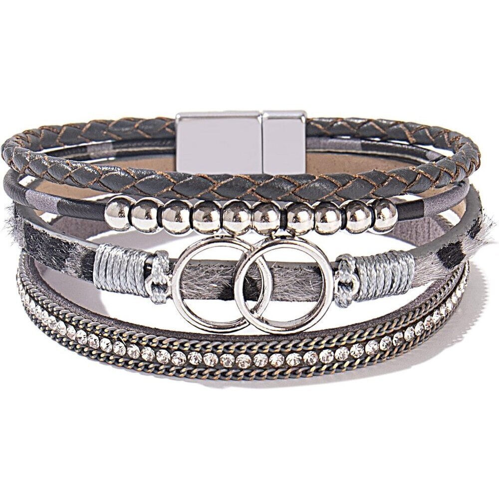 Leather Boho Wrap Bracelets Stackable Infinity Bangle Jewelry Gift for Women